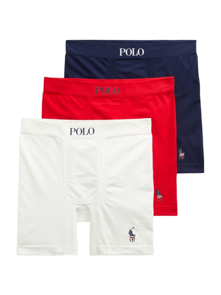 

Набор из 3 трусов-боксеров с логотипом Polo Ralph Lauren, цвет White Red Navy