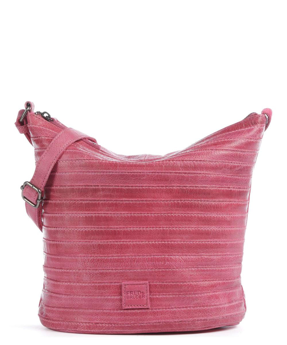 Поясная сумка через плечо из зернистой яловой кожи. Fredsbruder, розовый цена и фото