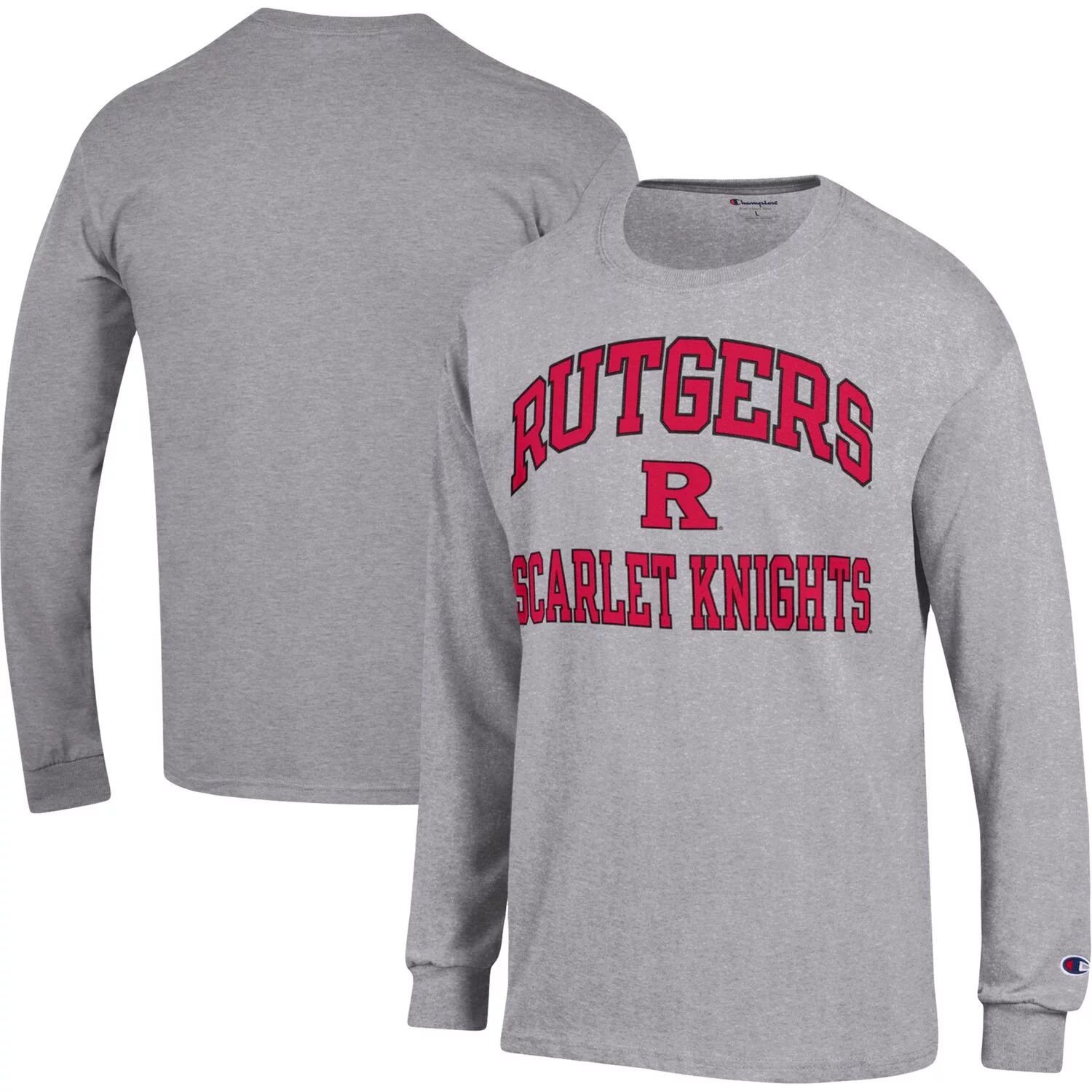 

Мужская футболка с длинным рукавом Rutgers Scarlet Knights High Motor Heather Grey Champion