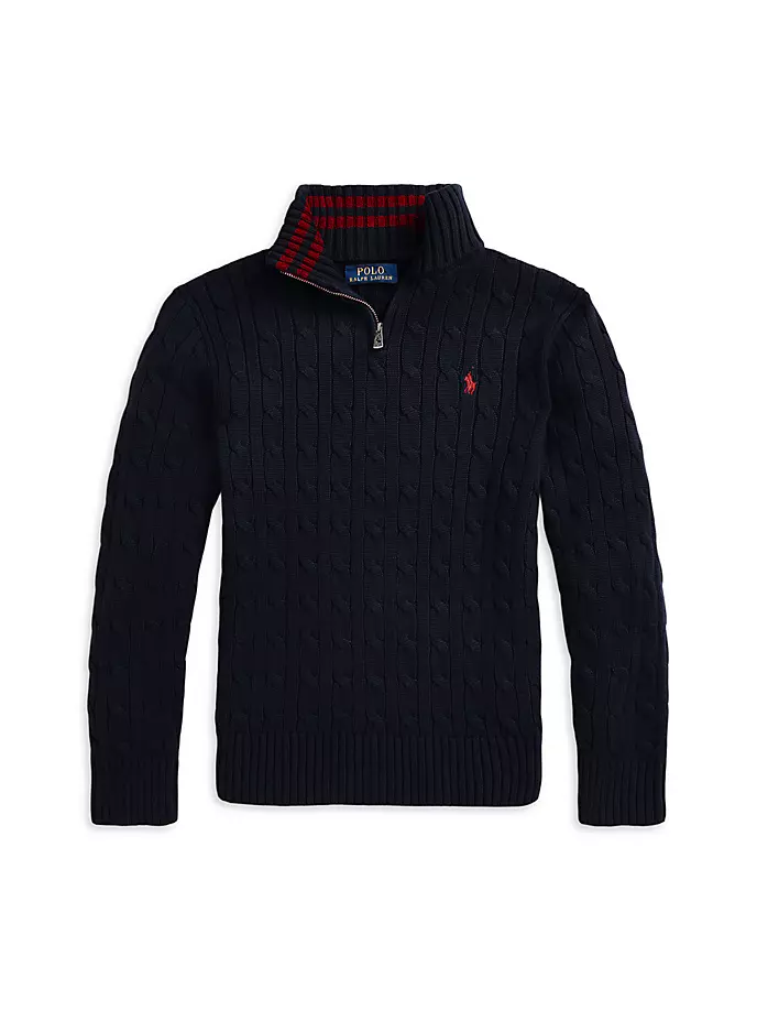 

Свитер вязанной косой пони Little Boy's & Boy's Polo Polo Ralph Lauren, темно-синий