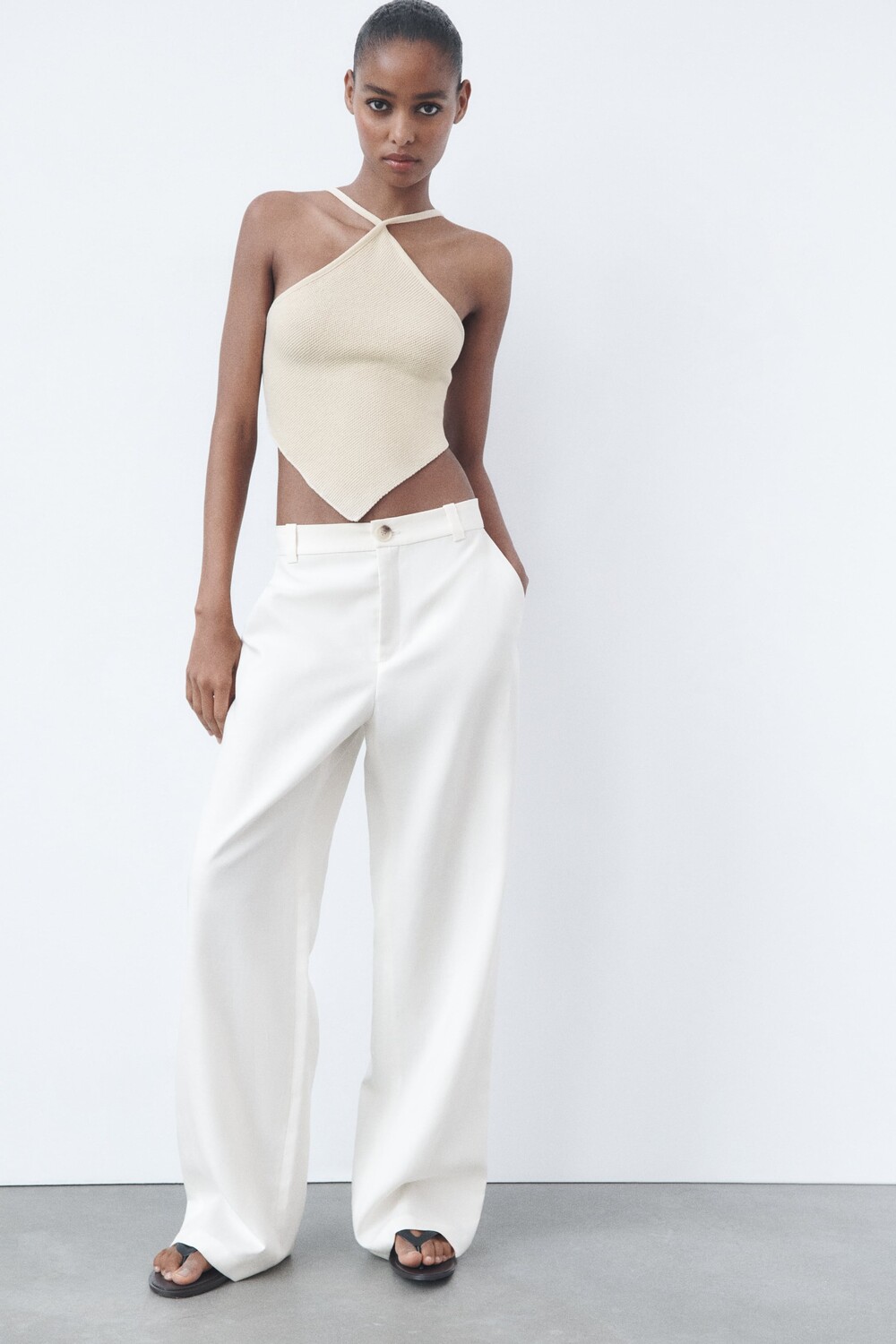 

Укороченный топ с открытой спиной Zara, экрю