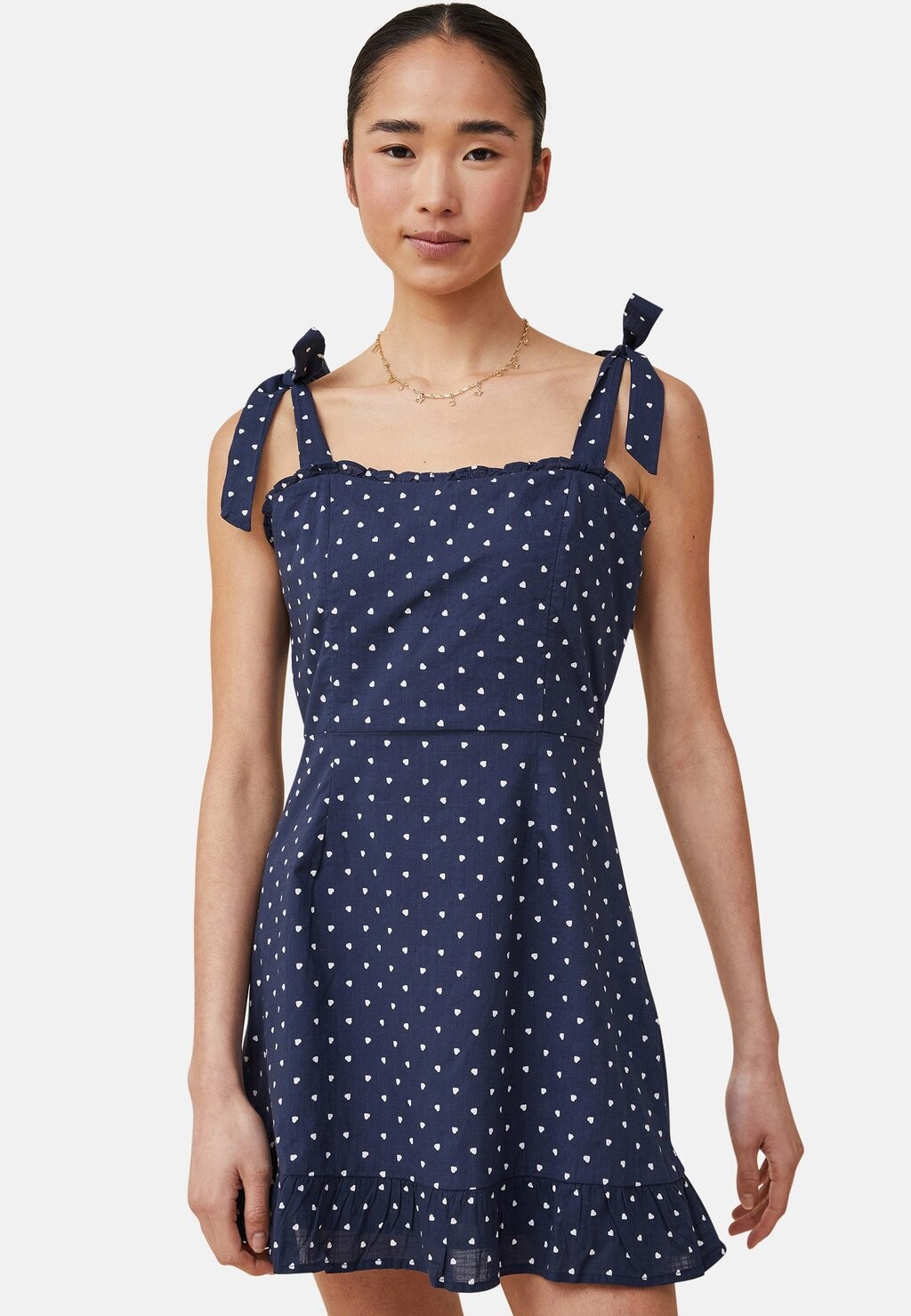 

Летнее платье Kayla Tie Shoulder Mini Heart Ditsy Cotton On, цвет heart ditsy navy