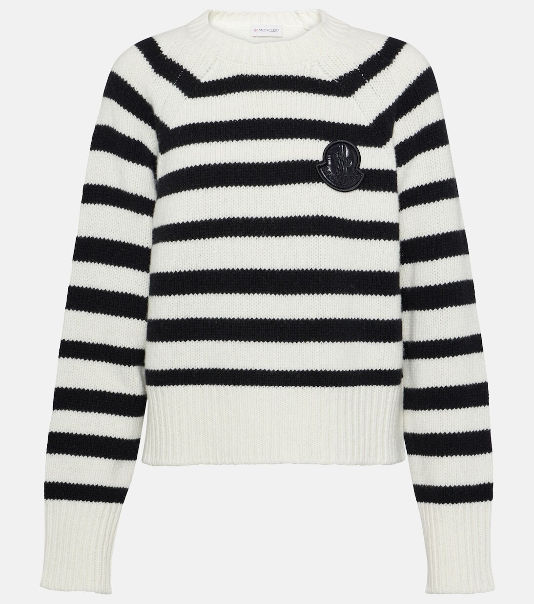 

Полосатый шерстяной свитер Moncler, белый