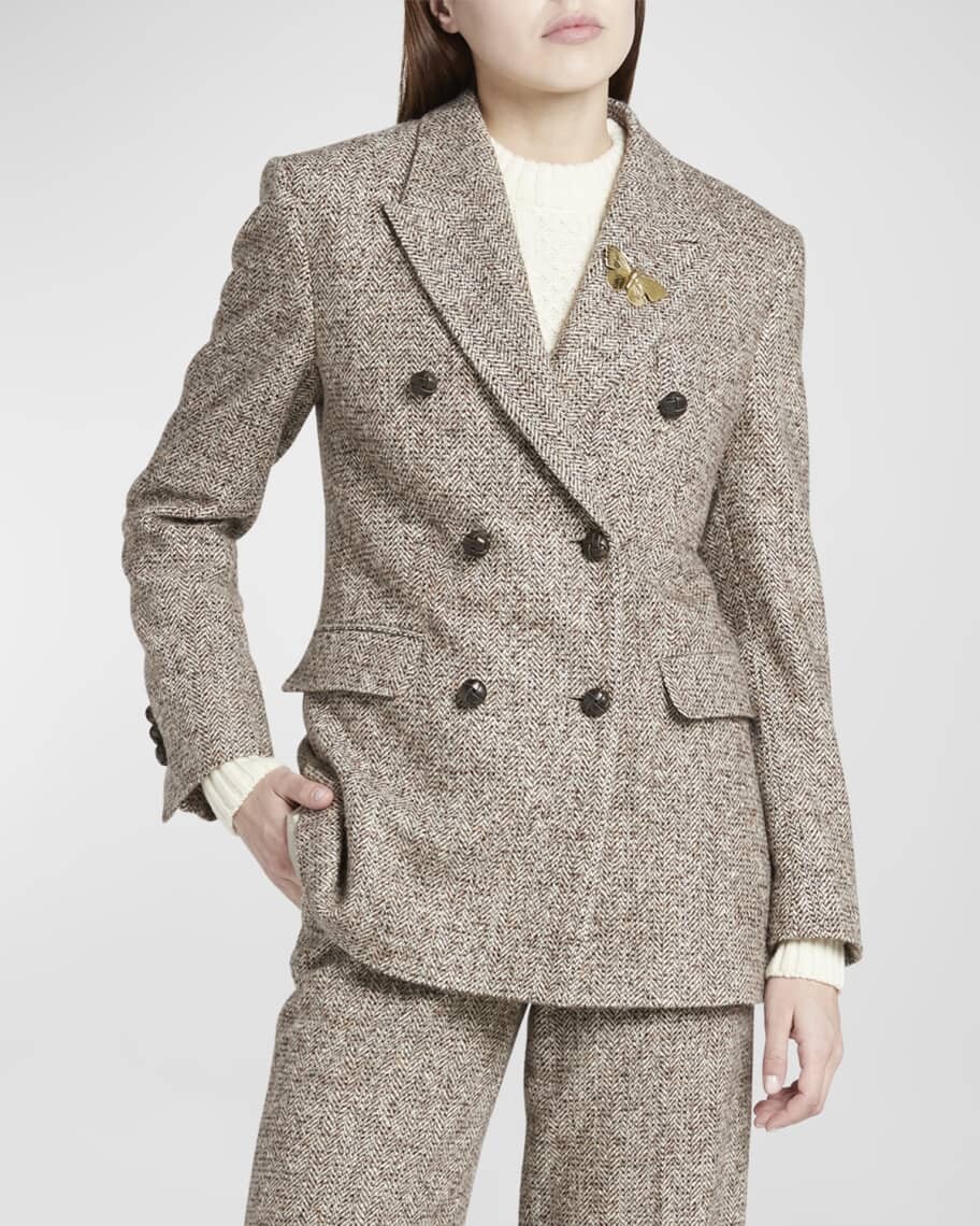 

Двубортный блейзер с узором "елочка" Golden Goose