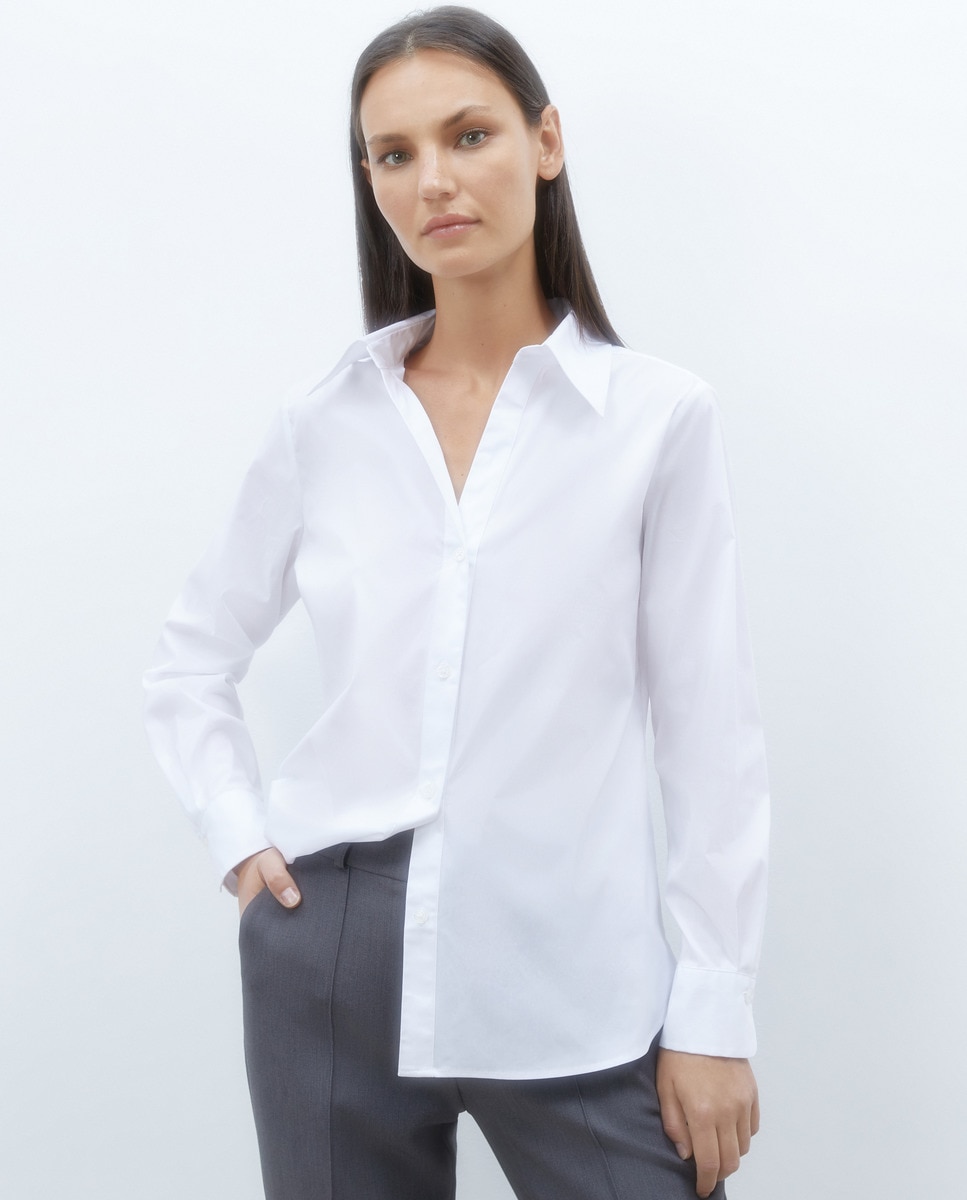 Блузка из поплина с длинными рукавами El Corte Inglés, белый блузка девочке с длинными рукавами хлопчатобумажная 9 мес 71 см бежевый