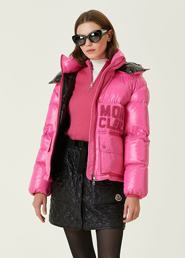 

Пуховое пальто abbaye цвета фуксии с капюшоном Moncler