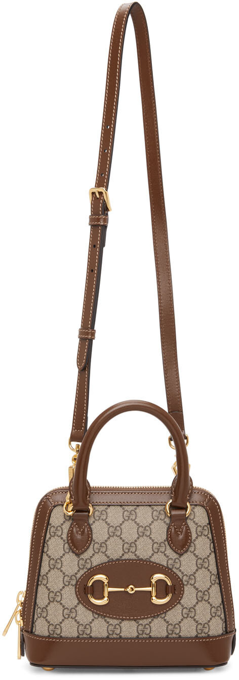 

Маленькая бежево-коричневая сумка Horsebit GG '1955' Gucci