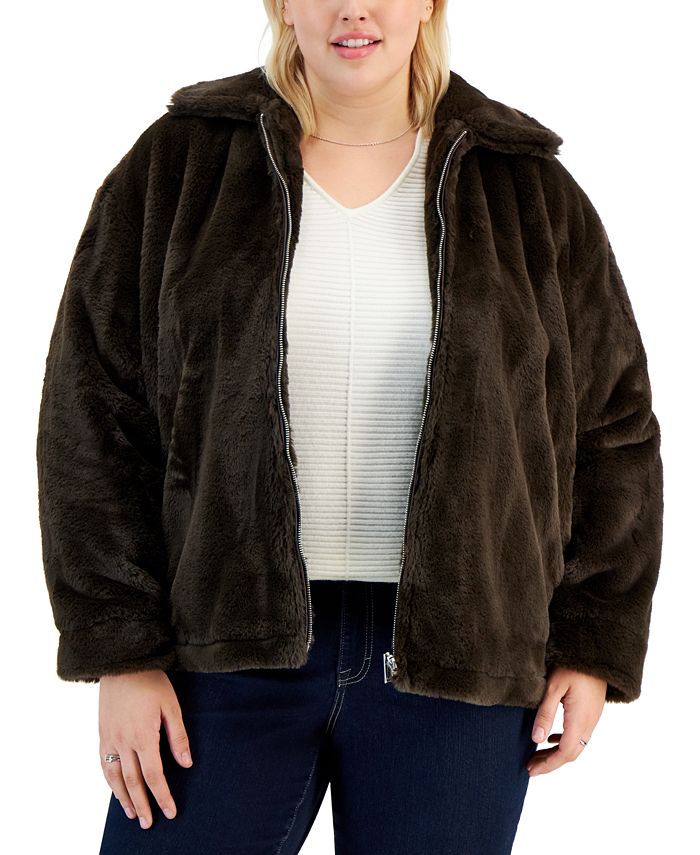 Модное подростковое пальто больших размеров из искусственного меха Jou Jou, коричневый