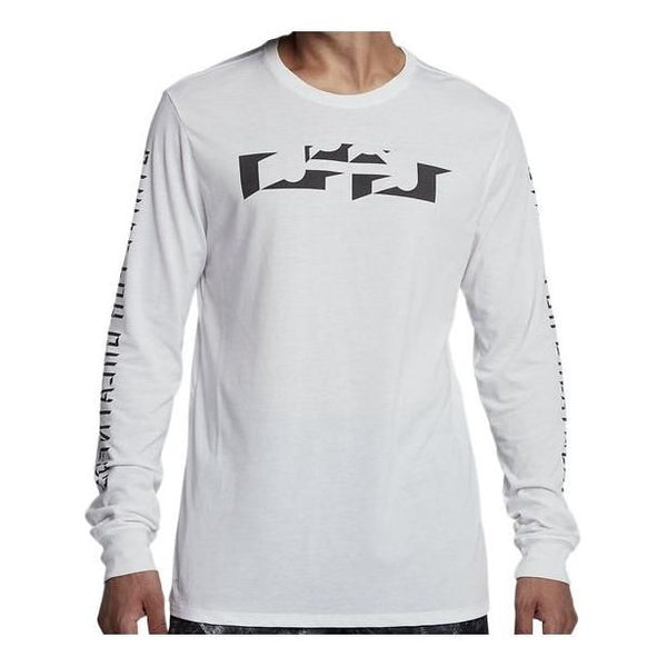 Футболка Men's Nike Solid Color Pattern Printing Round Neck Pullover Long Sleeves White T-Shirt, белый