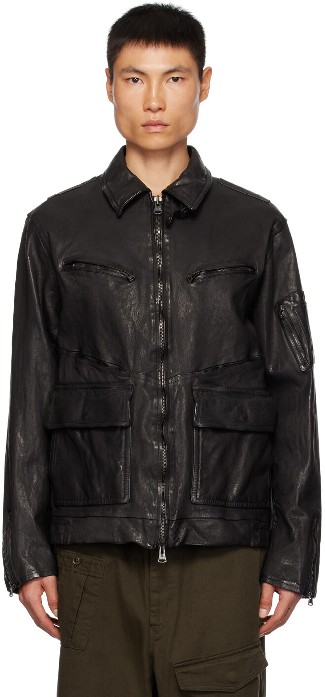

Черная кожаная куртка Isamu Katayama Backlash Edition Yohji Yamamoto, Черный