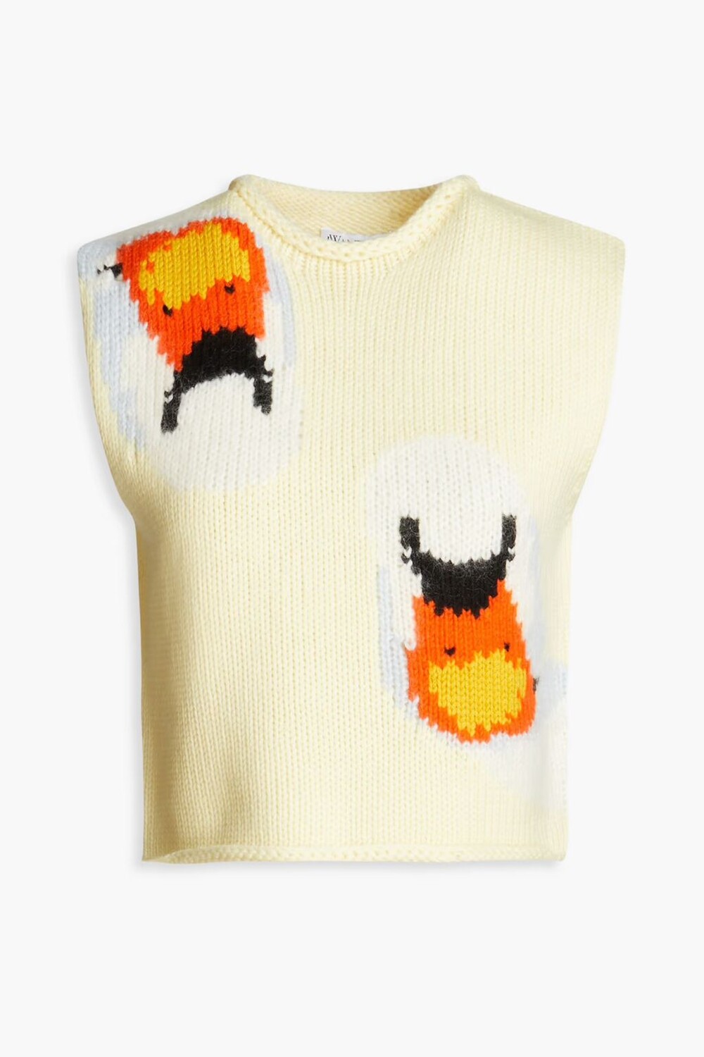 

Укороченный жилет из смесовой шерсти интарсии Jw Anderson, пастельно-желтый