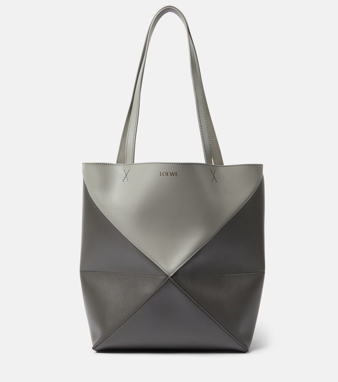 

Кожаная сумка-тоут со складками puzzle Loewe, серый