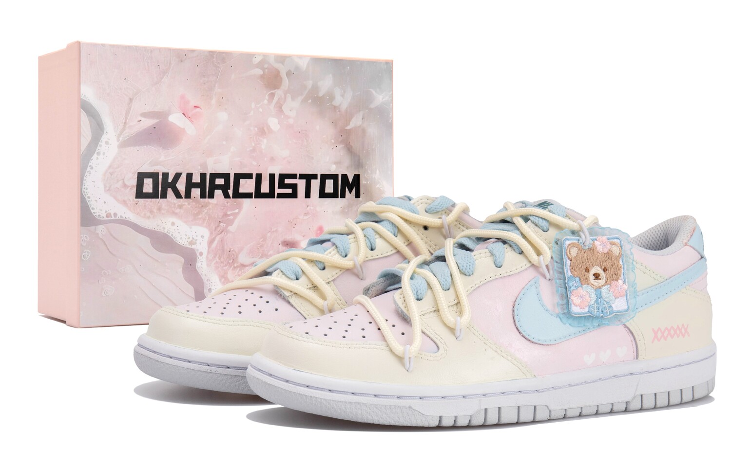 

Кроссовки Nike Dunk Skateboarding Shoes Women's Low-top Pink/Blue, розовый