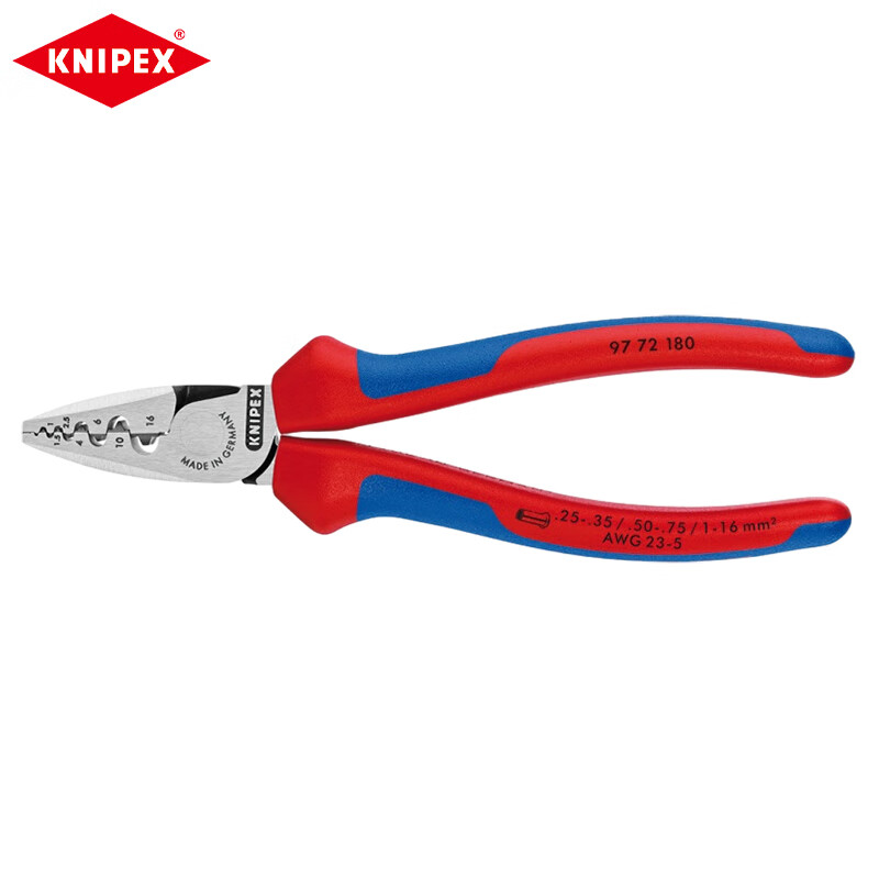 Клещи для обжима корпусов KNIPEX, 180 мм, двухцветная ручка, экономичные портативные клещи для обжима клемм 97 72 180