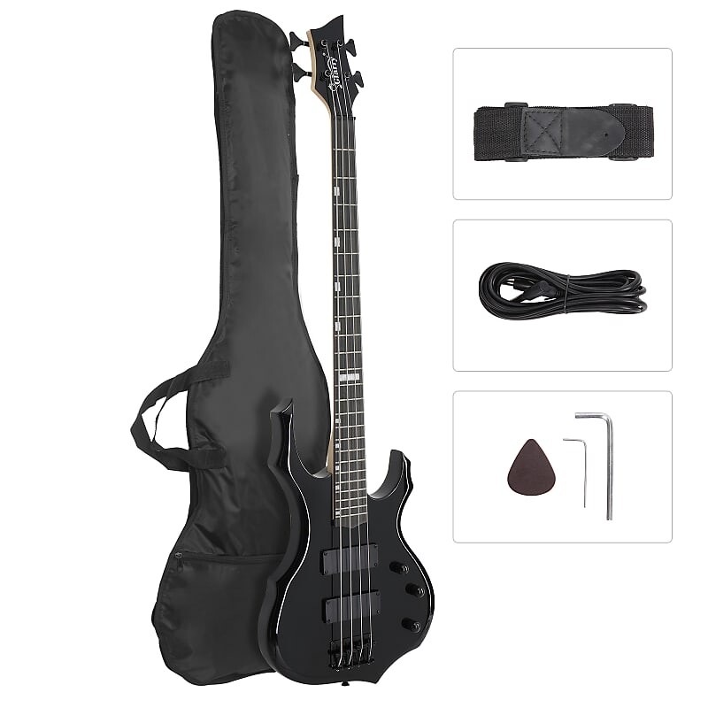

Басс гитара Glarry Burning Fire Electric Bass Guitar HH Pickups Black