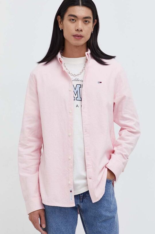 

Хлопчатобумажная рубашка Tommy Jeans, розовый