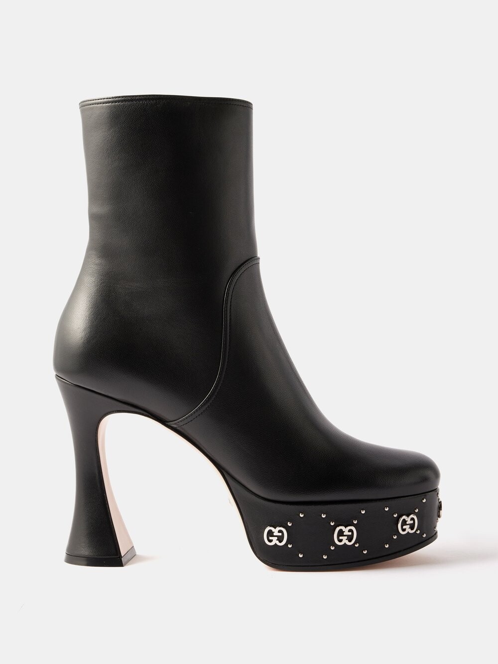 

Кожаные ботинки на платформе 75 с логотипом Gucci, черный
