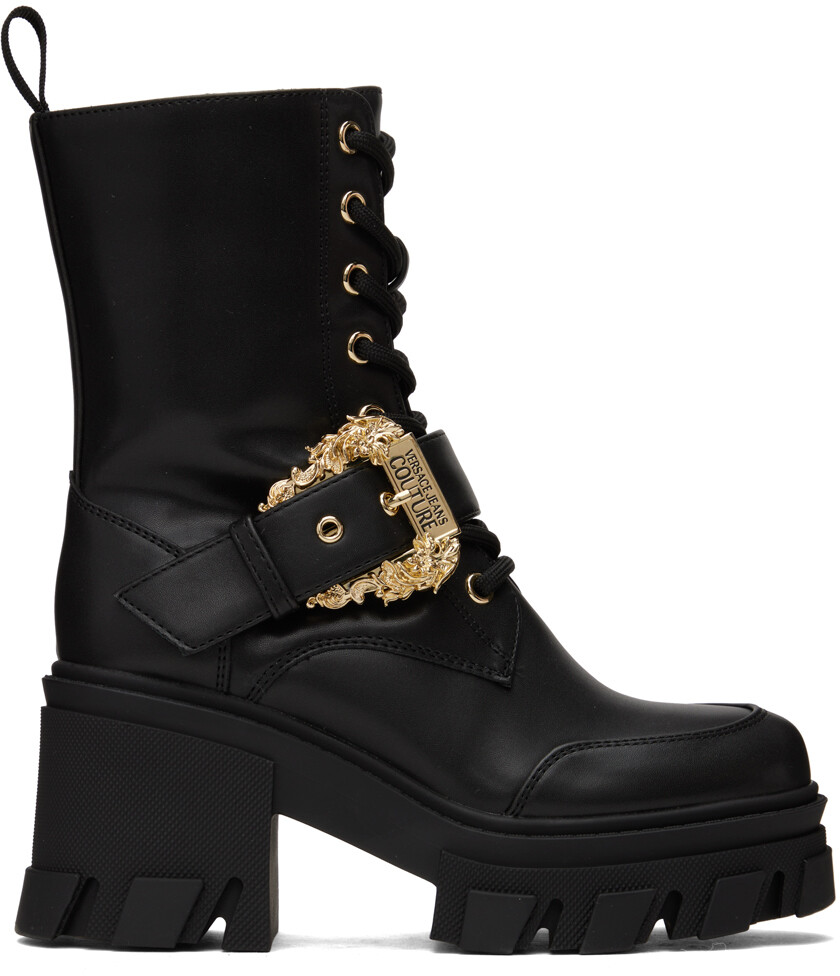 

Черные ботинки с пряжкой Versace Jeans Couture, Черный