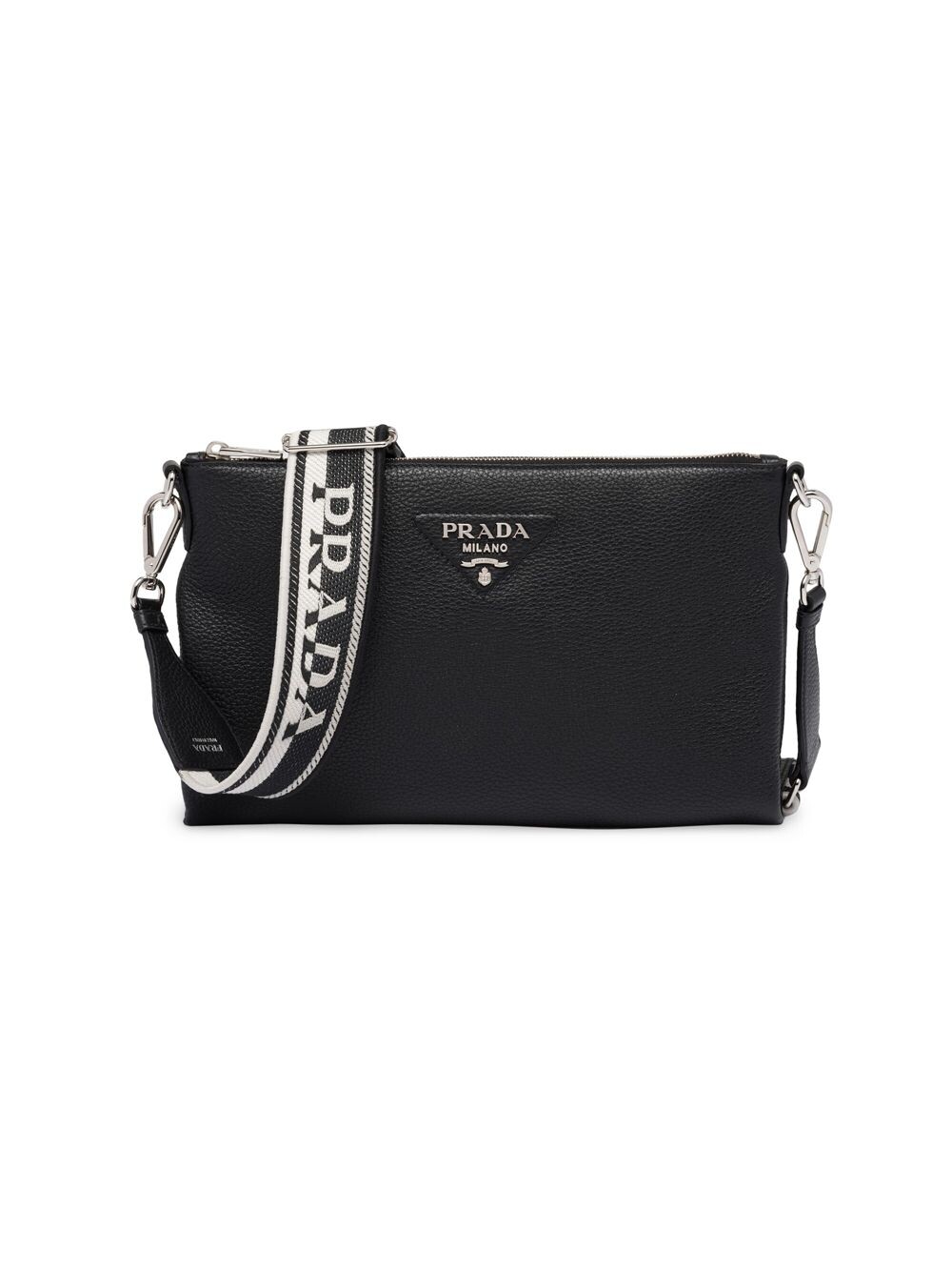 

Кожаная сумка через плечо Prada, черный