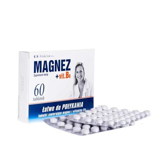 магний в6 60 таблеток 600 мг Polski Lek, Магний + вит. В6 60 таблеток, 60 таблеток
