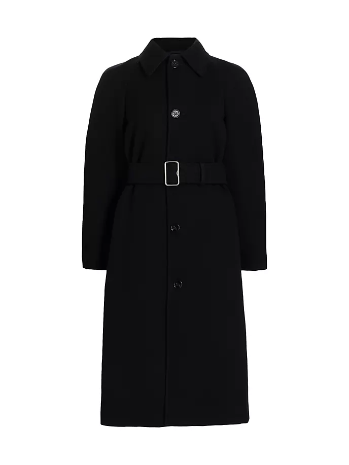 

Шерстяное пальто классического кроя с поясом Burberry, черный