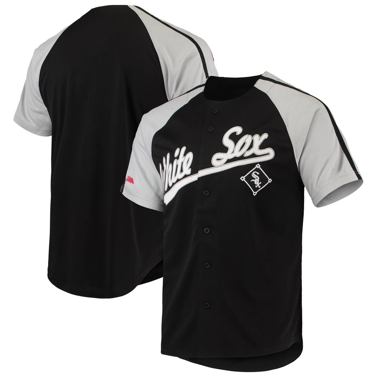 

Мужская модель реглан на пуговицах черного цвета Chicago White Sox, реплика джерси Stitches, Черный