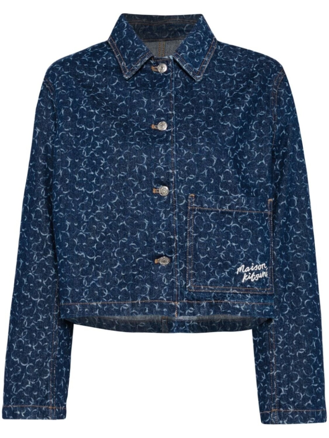 

Maison Kitsuné джинсовая куртка с геометричным узором, синий