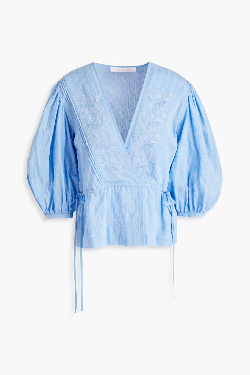 

Хлопковая блузка fil-купе с запахом See By Chloé, светло-синий