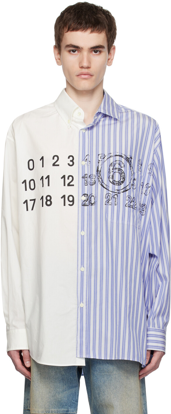 

Сине-белая сращенная рубашка MM6 Maison Margiela