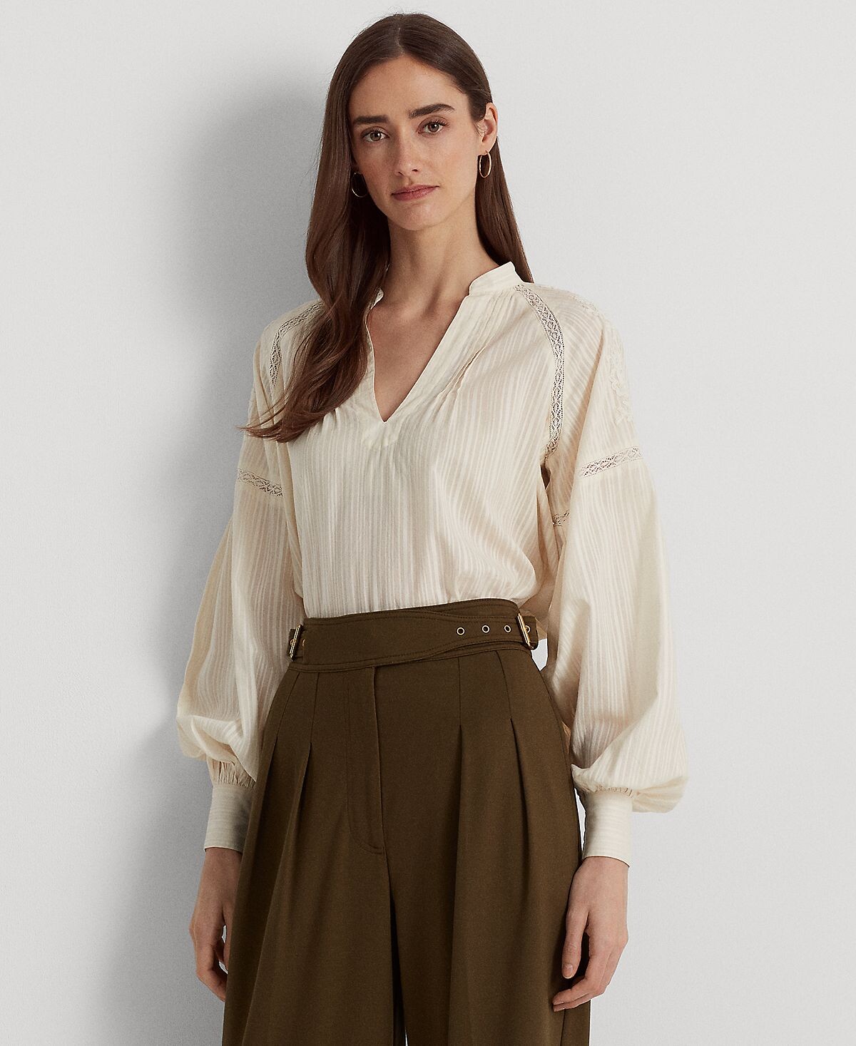 

Женская хлопковая блузка в теневую полоску Lauren Ralph Lauren