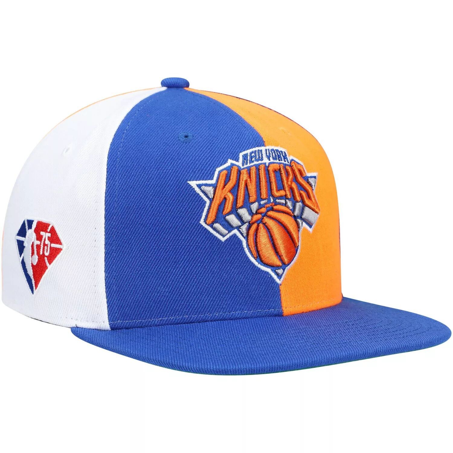 

Мужская футболка Mitchell & Ness Blue New York Knicks, 75-летие НБА Что Кепка Snapback