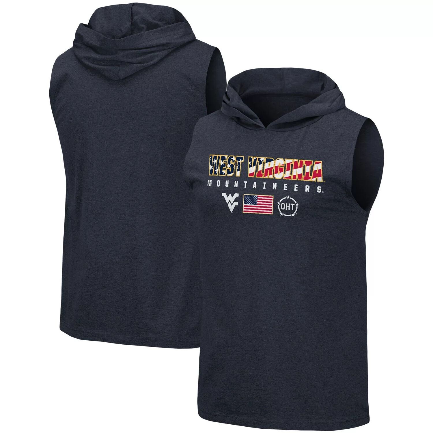 

Мужская футболка без рукавов с капюшоном Colosseum Navy West Virginia Mountaineers OHT Military Appreciation Americana