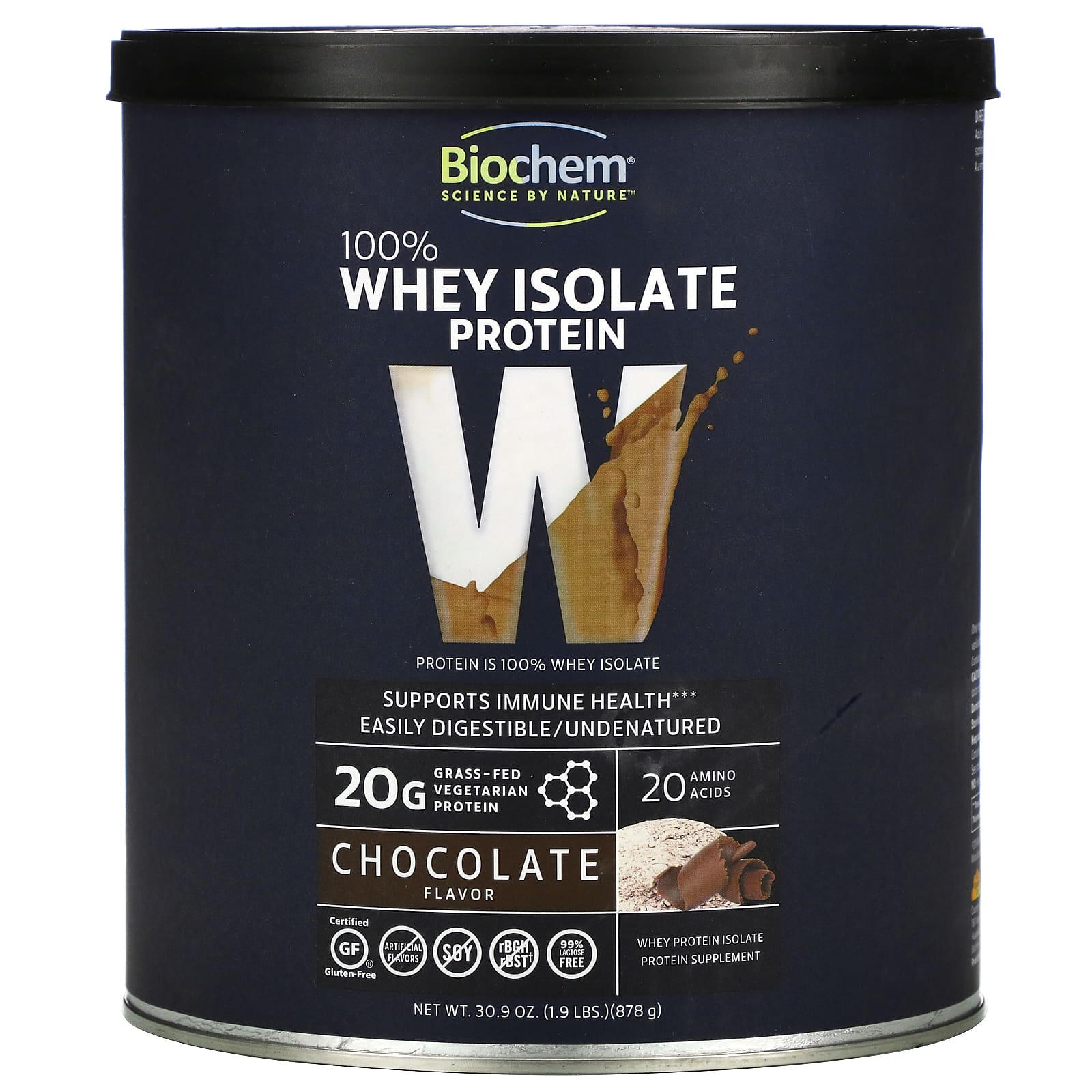 Biochem 100% Whey Isolate Protein Chocolate Flavor 30.9 oz (878 g) biochem 100% whey isolate protein vanilla 30 2 oz 857 g
