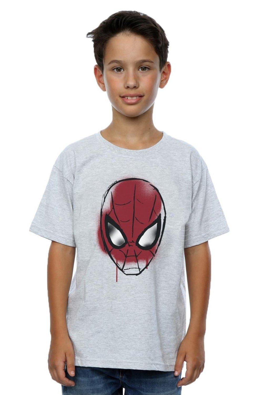Футболка с эскизом лица Человека-паука Marvel, серый