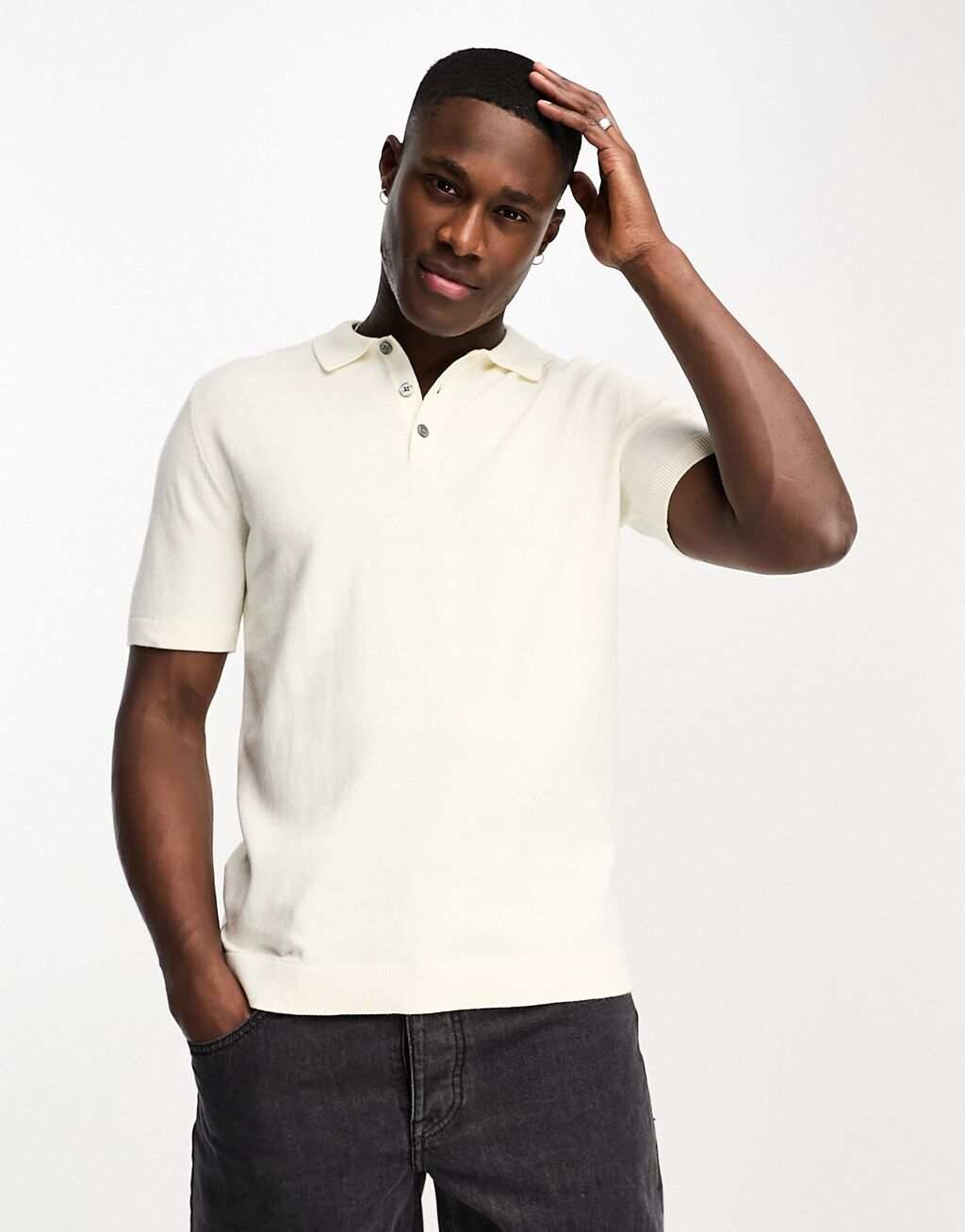 

Бежевая трикотажная футболка-поло Jack & Jones Essentials