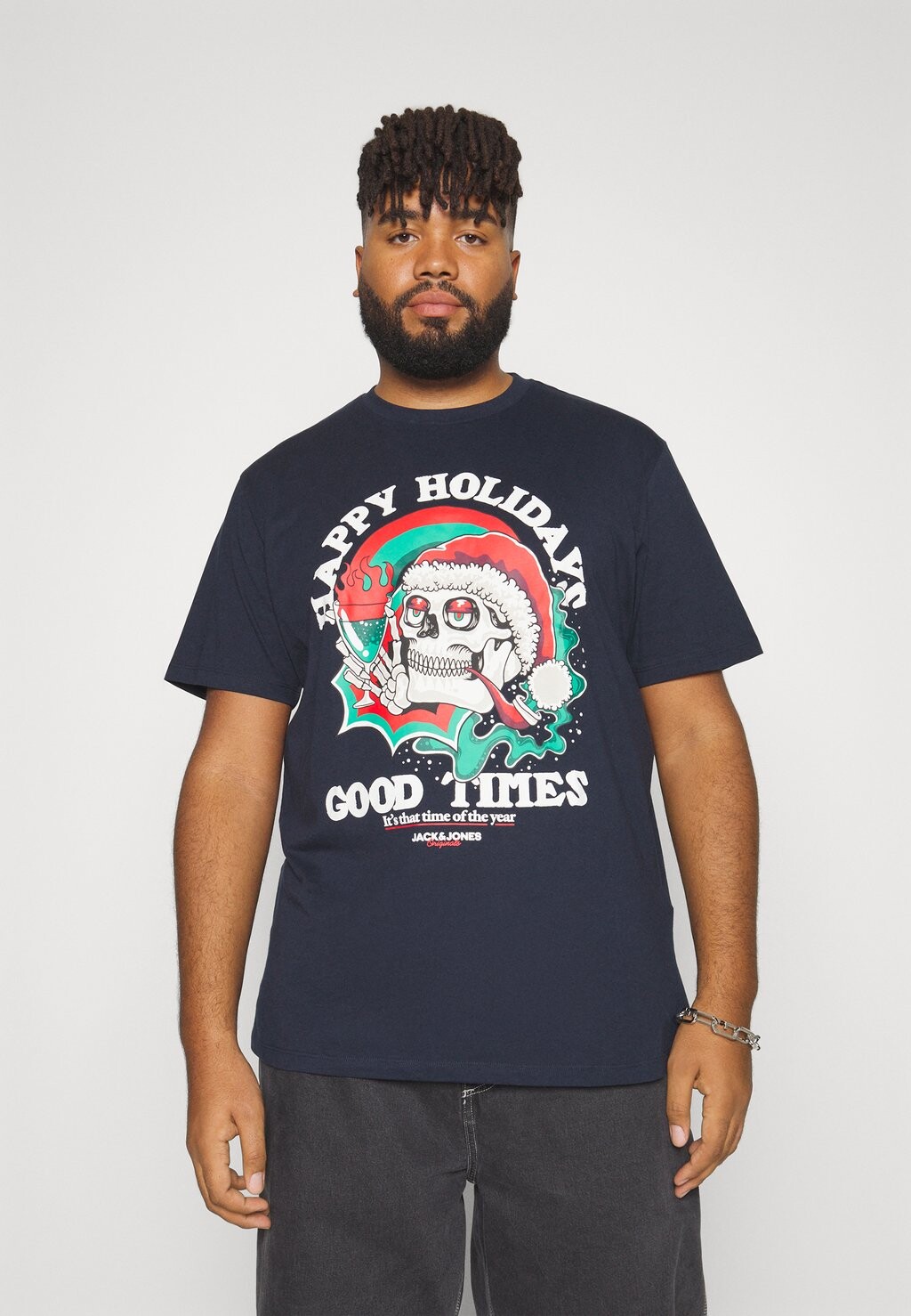 

Футболка с принтом JORCHRISTMAS SKULL TEE Jack & Jones, небесный капитан