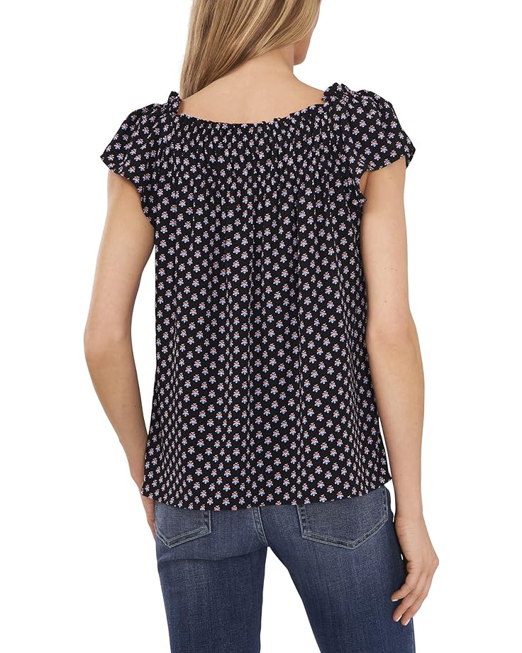 fashion printed blouse Блуза CeCe Printed Square Neck Blouse, цвет Rich Black