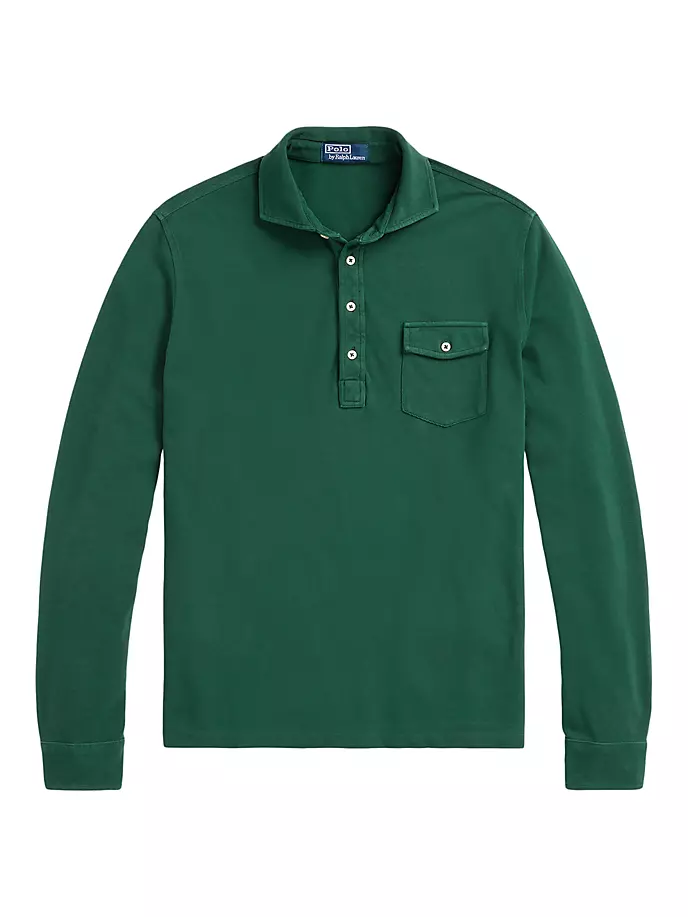 

Сетчатая рубашка-поло с длинными рукавами Polo Ralph Lauren, цвет northwest pine