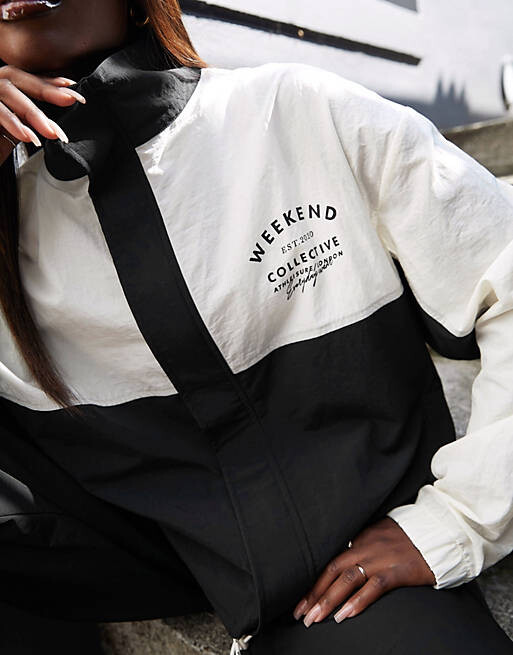 

Нейтрально-черная спортивная куртка ASOS Weekend Collective, Черный
