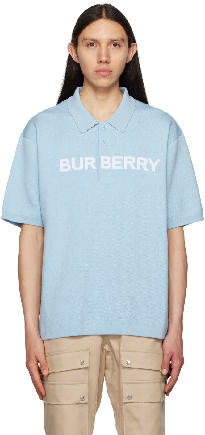 

Синяя жаккардовая рубашка-поло Burberry