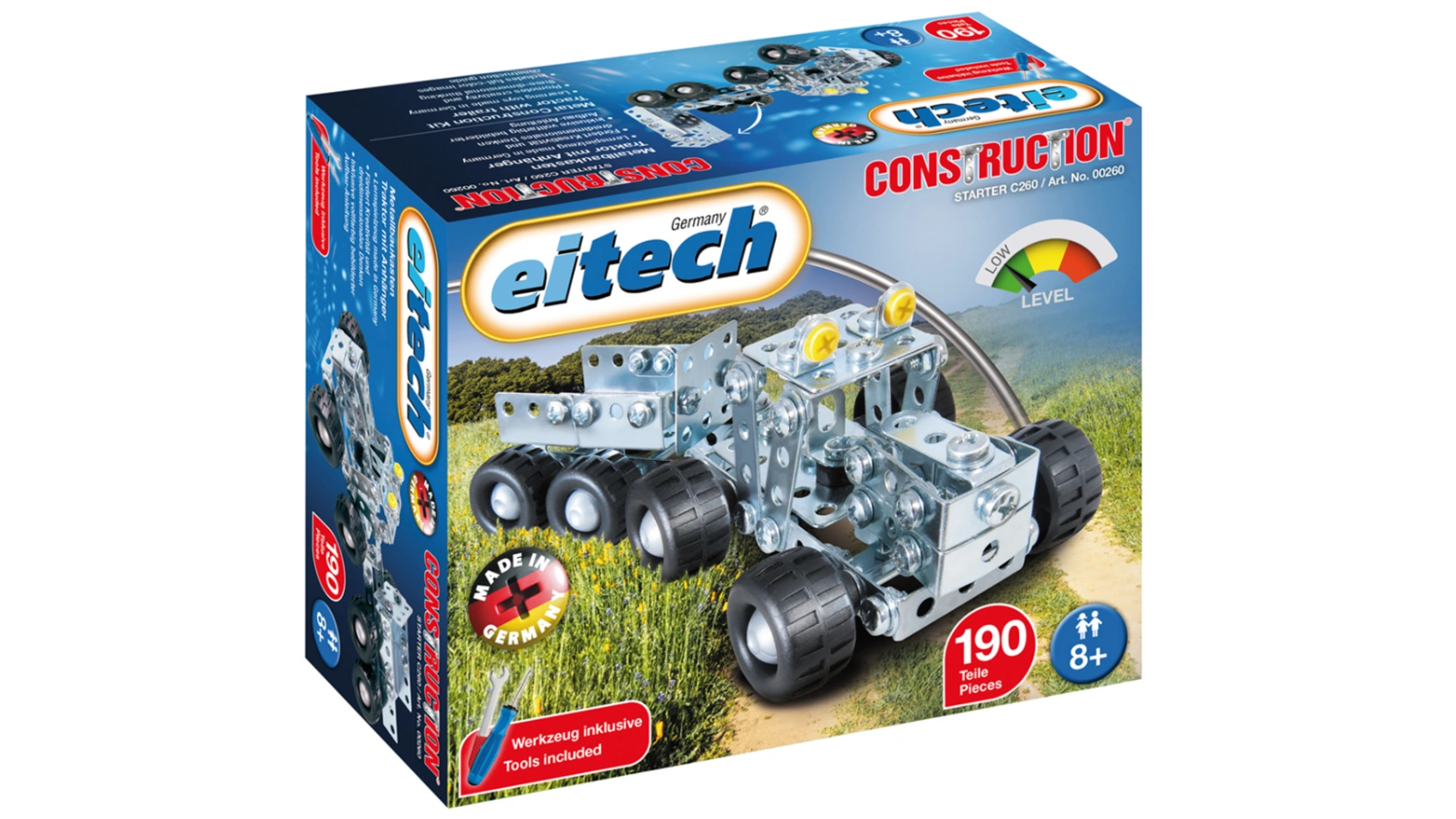 цена Eitech Металлический конструктор C260 небольшой трактор с прицепом