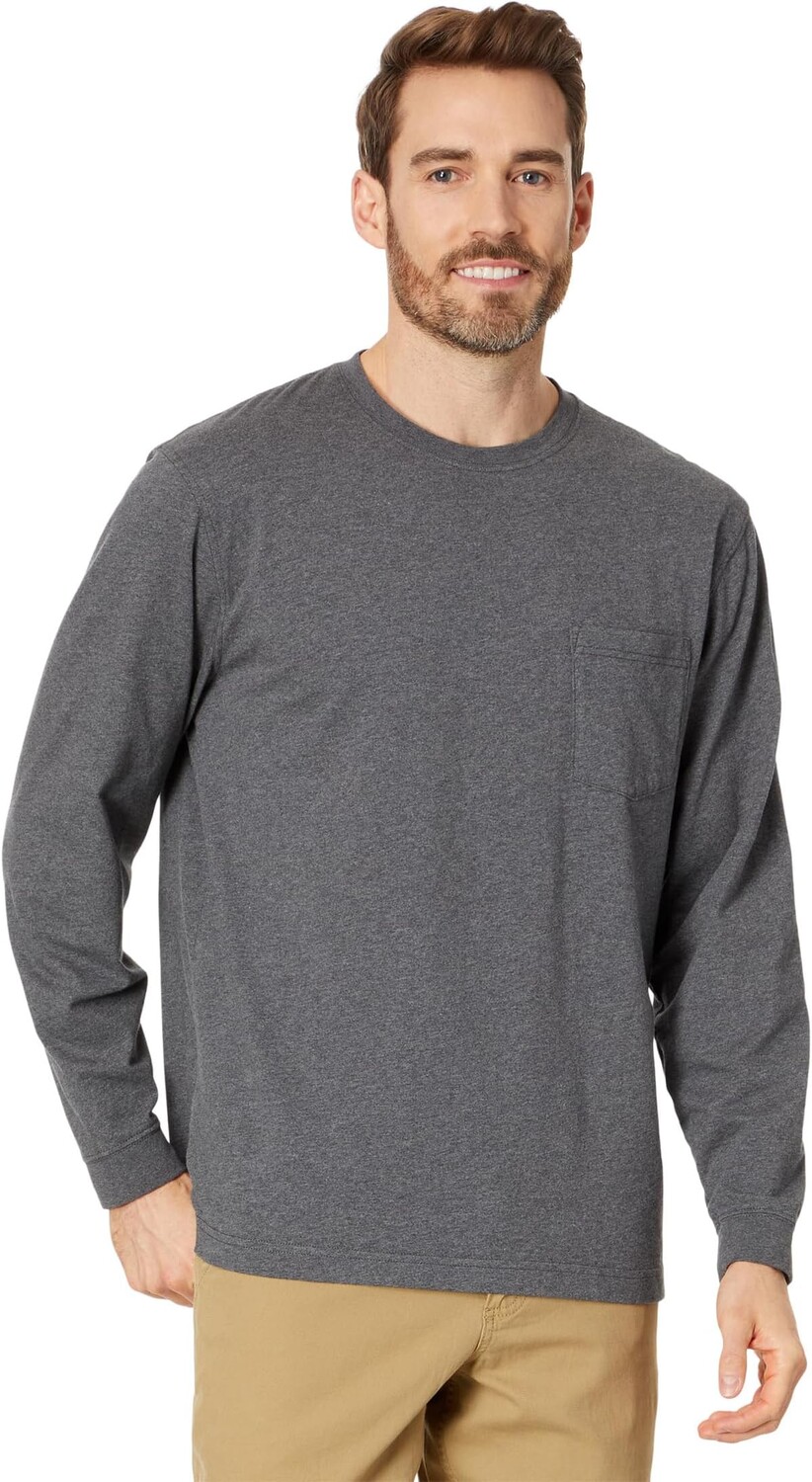 

Футболка L.L.Bean Carefree Unshrinkable Tee with Pocket Long Sleeve, цвет Charcoal Heather