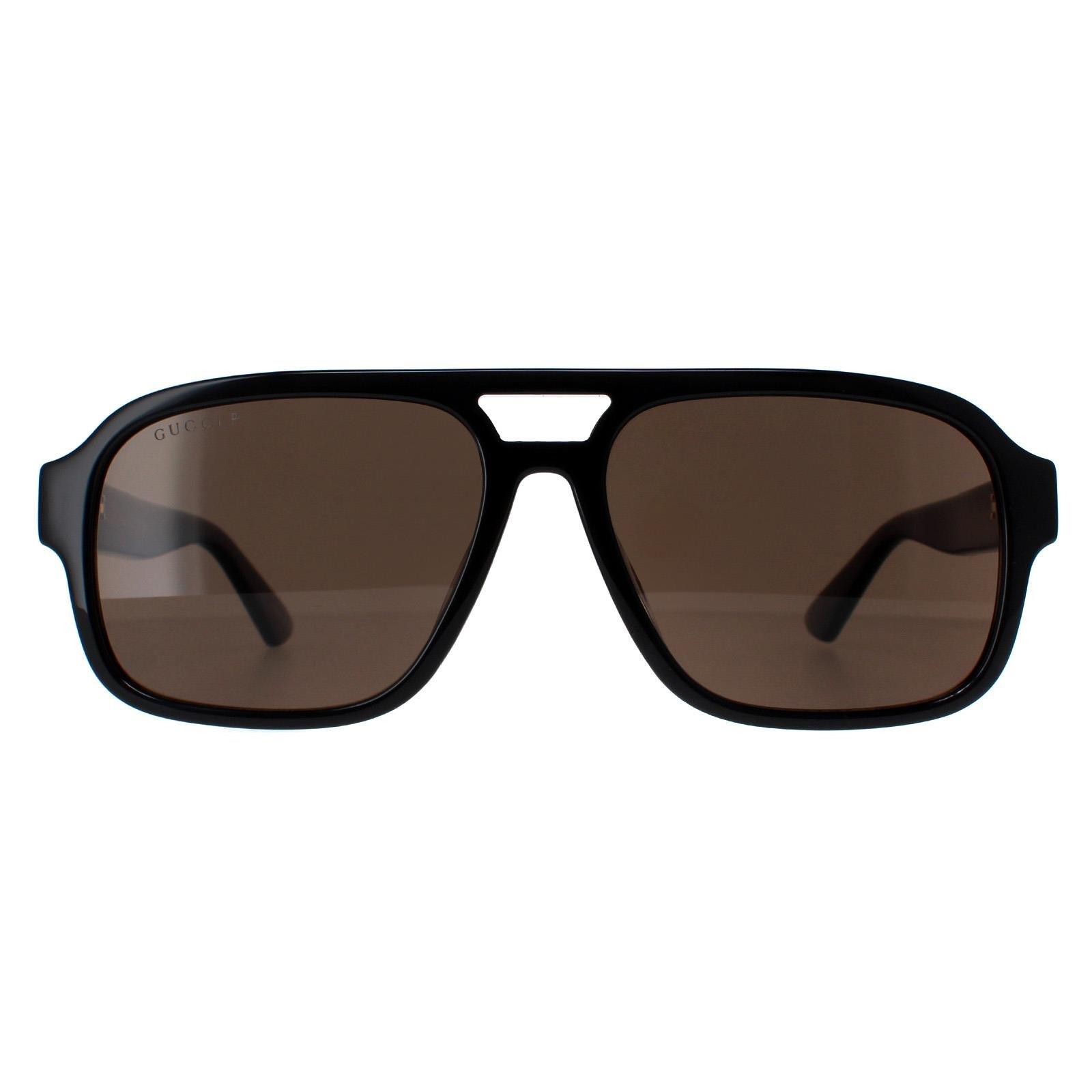 Авиатор Черный Коричневый Поляризованный GG1342S Gucci, черный 1 шт мужские поляризованные солнцезащитные очки многоцветный
