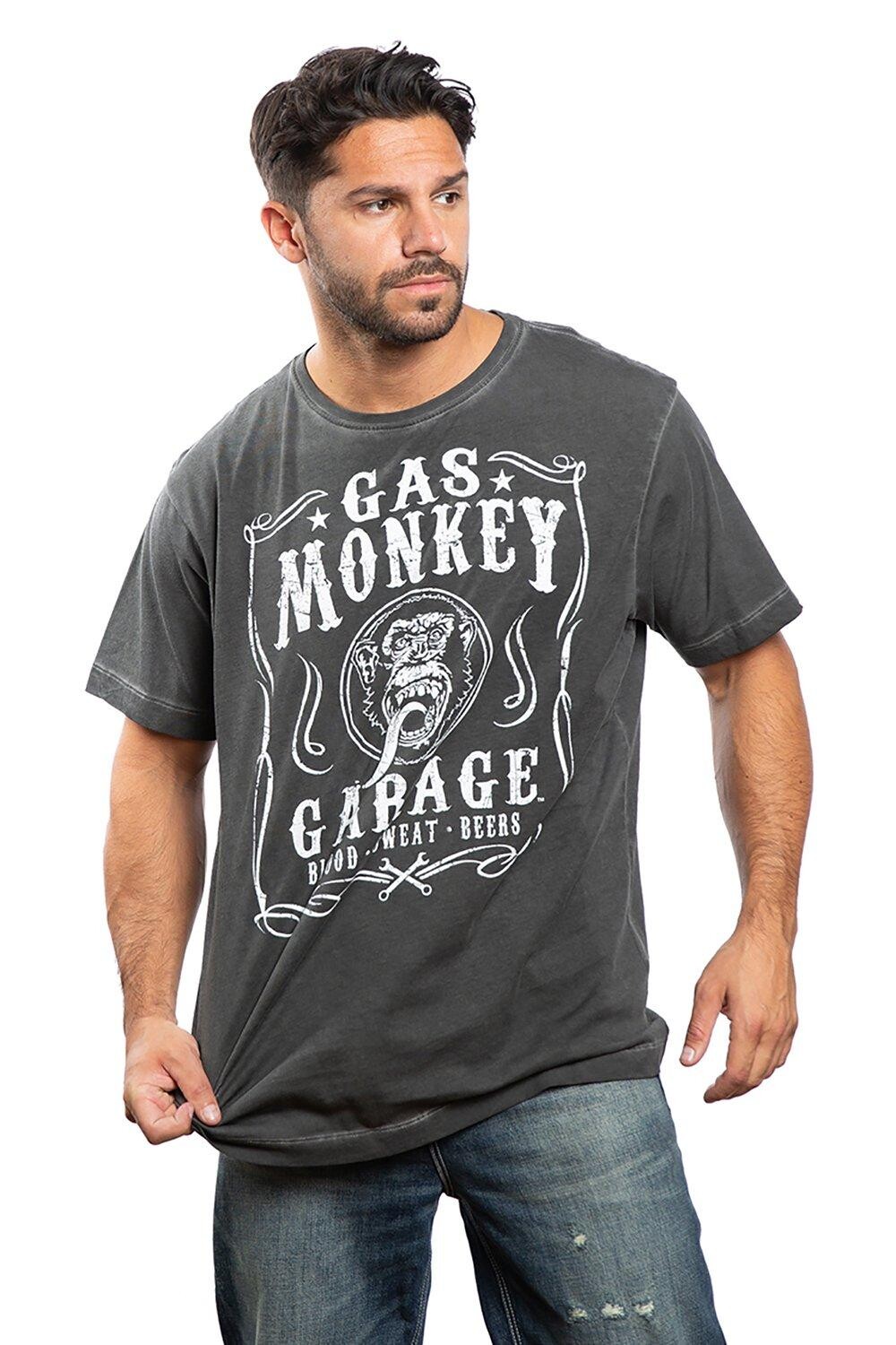 

Этикетка — хлопковая футболка Vintage Wash Gas Monkey, черный