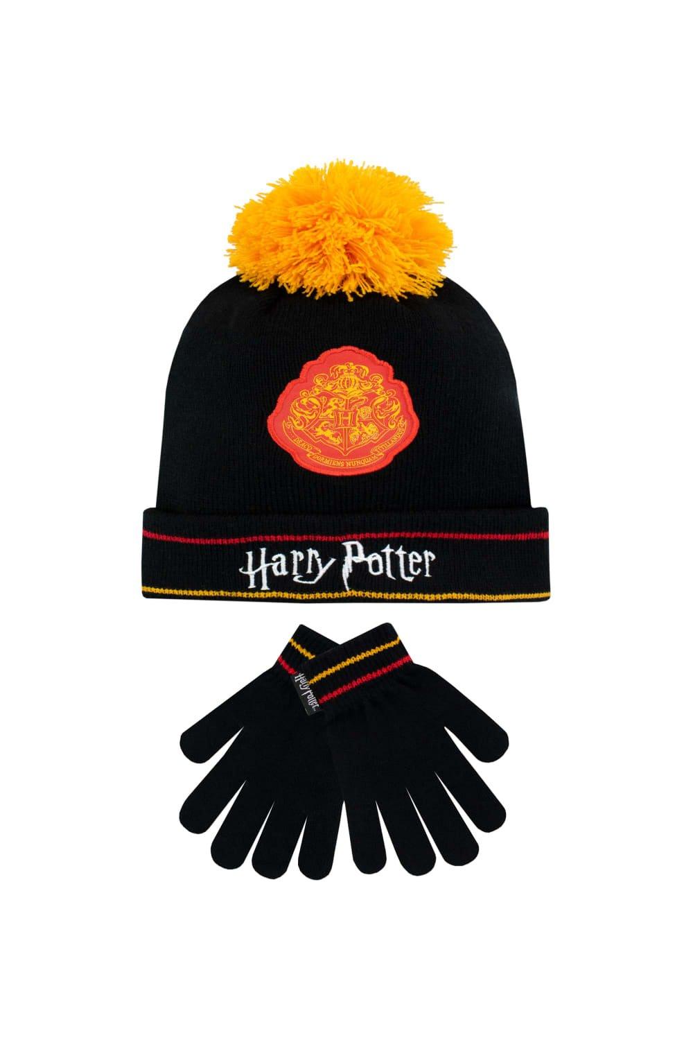шапка берет детская восьмиугольная для мальчиков и девочек в корейском стиле Комплект зимней шапки и перчаток Harry Potter, черный