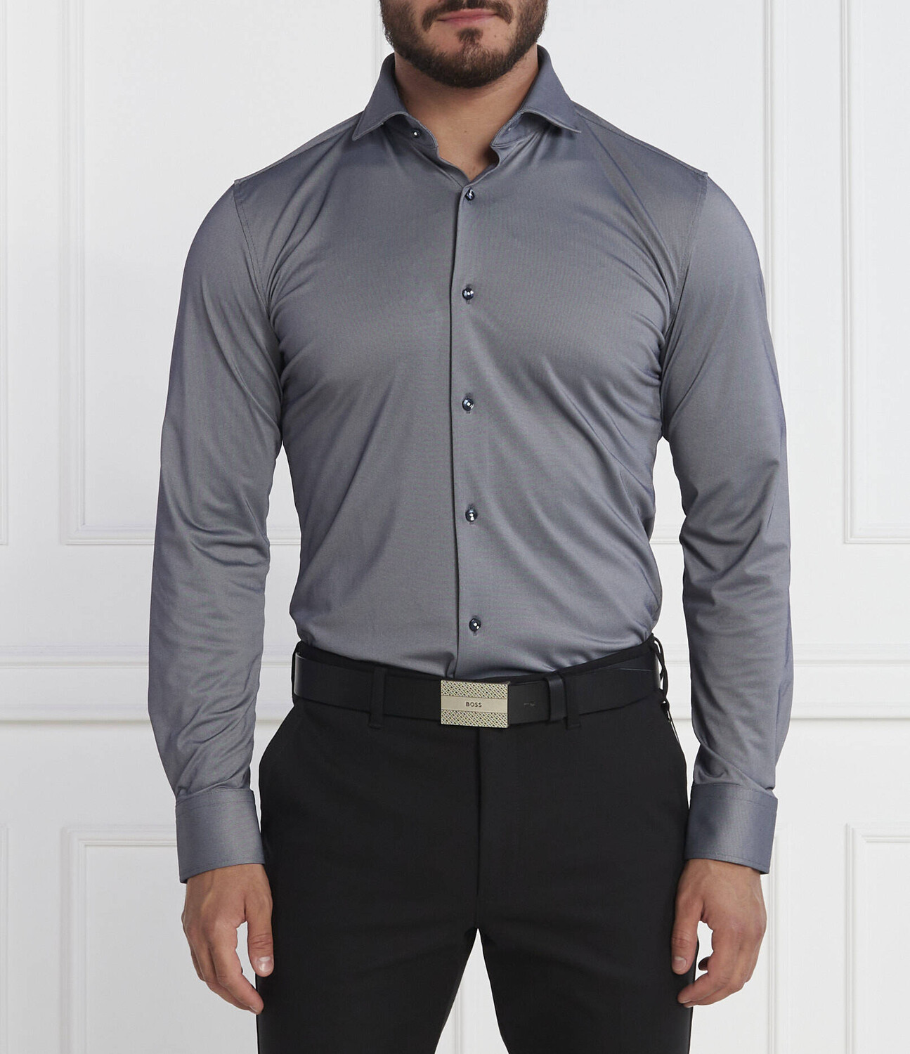 

Рубашка BOSS BLACK P HANK spread C Slim Fit, цвет grafite