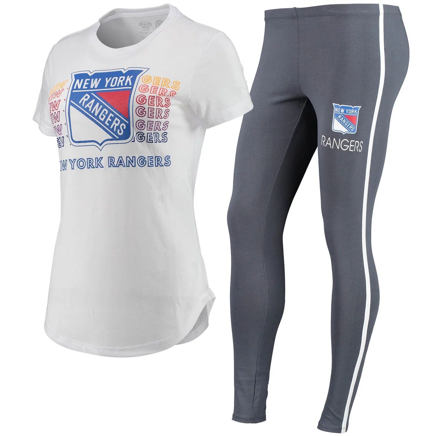 

Женский комплект из футболки и леггинсов Concepts Sport белого/темно-серого цвета New York Rangers Sonata
