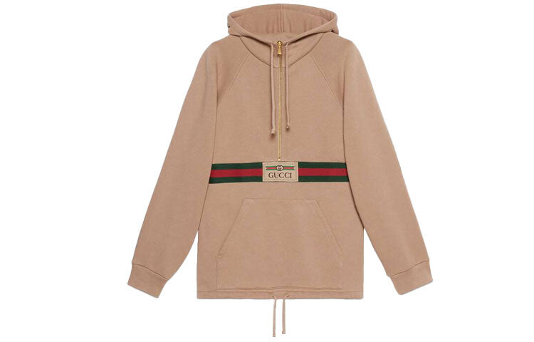 

Худи Gucci Ribbon Half Zipper Logo, коричневый