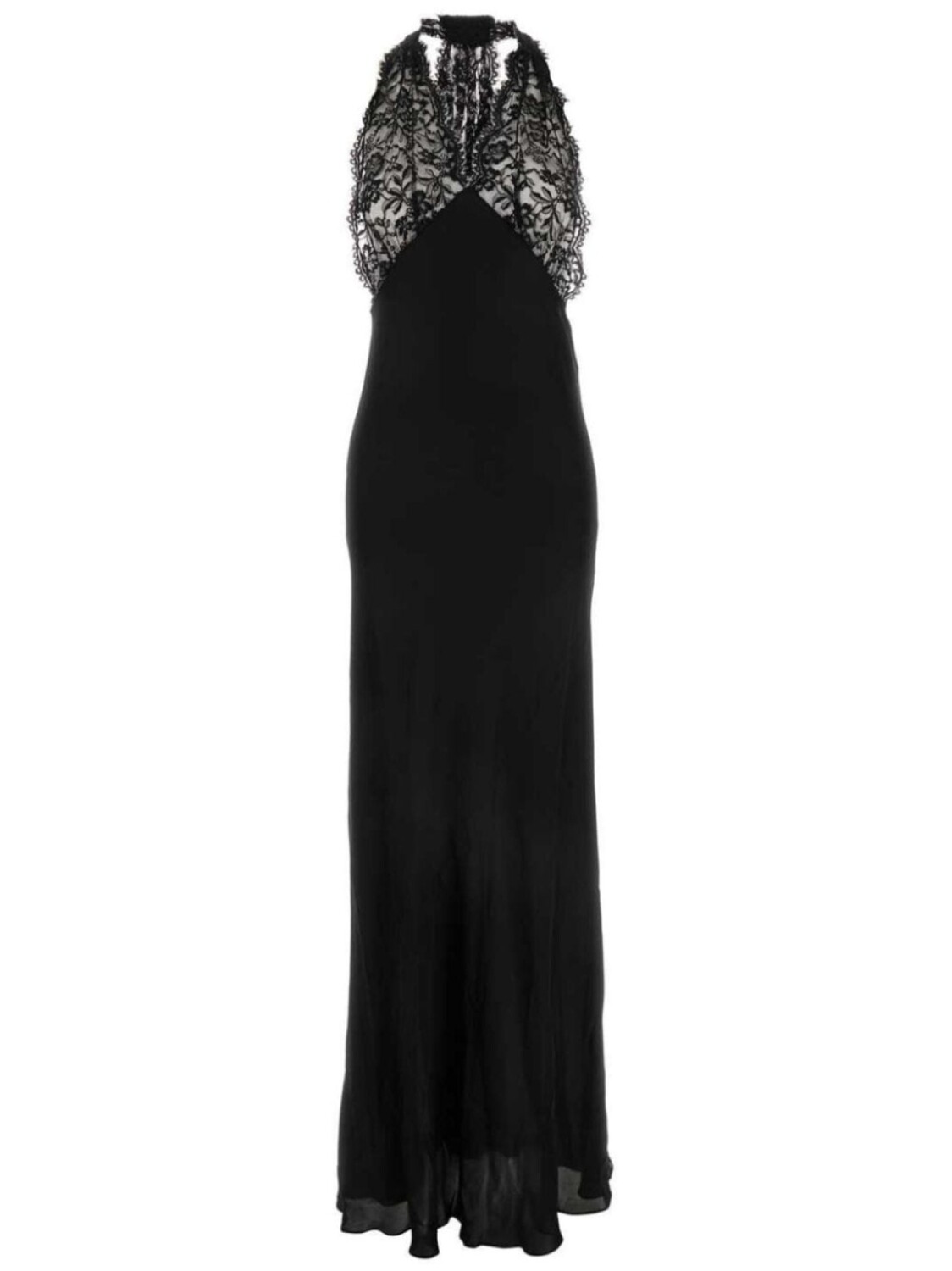 

Длинное платье из шелкового кружева Saint Laurent, черный
