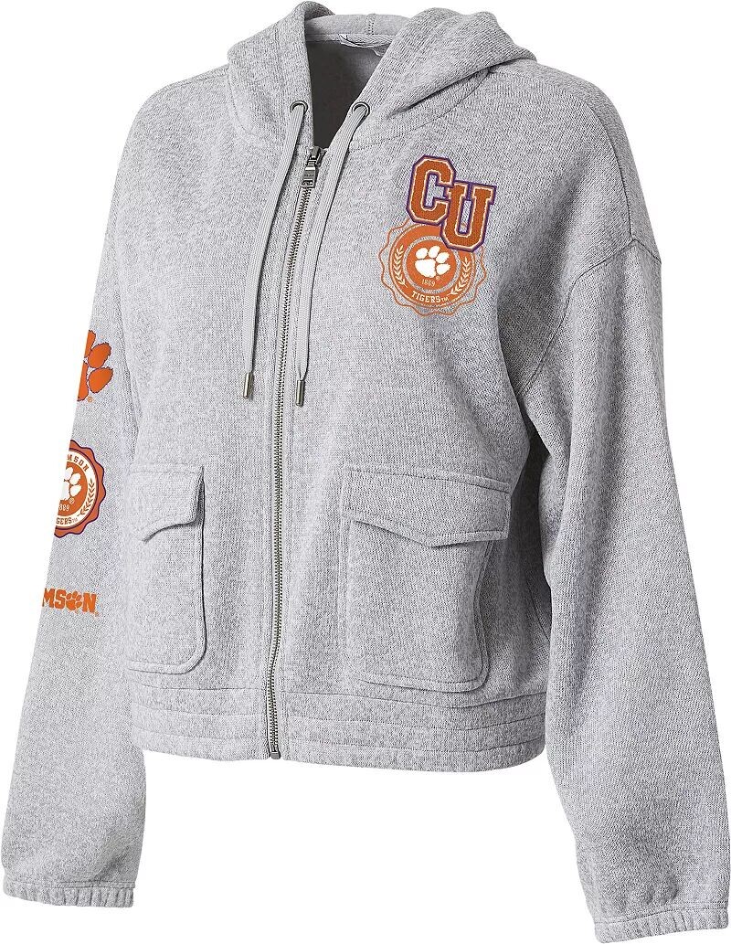 

Wear By Erin Andrews Женская серая укороченная толстовка на молнии Clemson Tigers